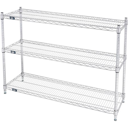 Nexel 3 Shelf, Chrome Wire Shelving Unit, Starter, 48inW x 14inD x 34inH 798804